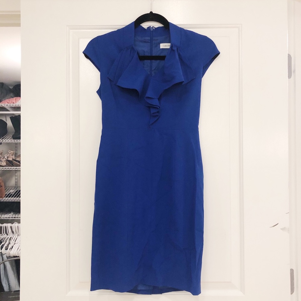 Calvin Klein Blue Cap Sleeve Dress